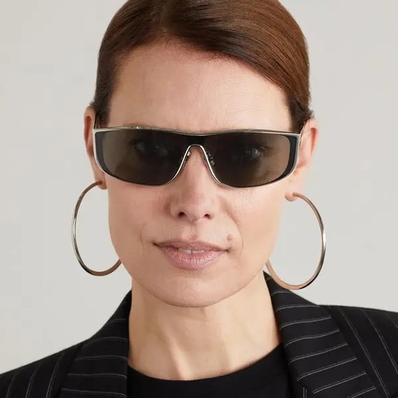 NEW SAINT LAURENT LUNA SL605 001 SILVER GRAY SHIELD SUNGLASSES SL 605 SHIELD - Picture 1 of 13